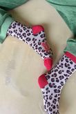 Leopard Bamboo Sock Natural Red